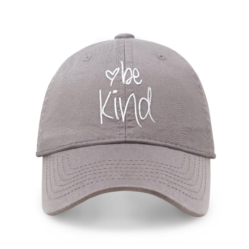 CHOK.LIDS Be Kind Trendy Womens Baseball Cap Unisex Fashion Cotton Polo Style Fun Inspirational Saying Seasonal Headwear (Light Grey) - Image 1